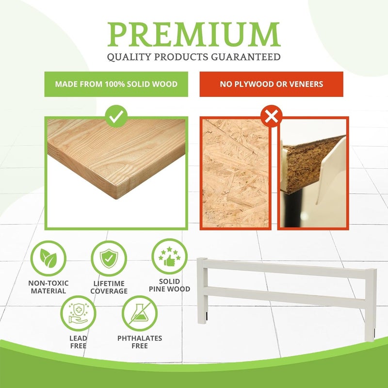 CC KITS Safety Guard Rail for Baby, Kids, and Children - Solid Wood Safety Bed Rail for Toddlers - Easy Installation - Premium Protection for Bunk, Twin, Full, Queen and King Size Beds - (Vintage White) - Image 4